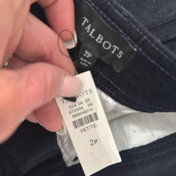 Talbots Navy Blue High Waist, Straight Leg Corduroy Pants size 2P NWT - Picture 9 of 13